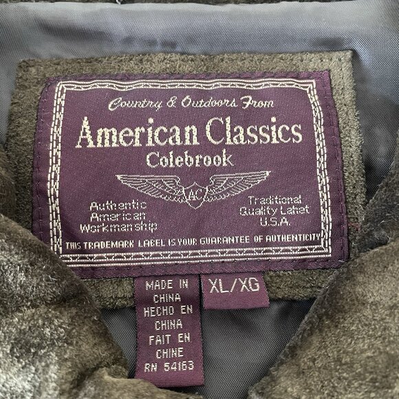 Vintage Colebrook Olive Green Suede Leather Bomber Harrington Jacket Mens XL - Picture 7 of 16